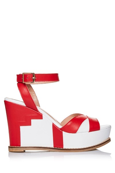 Geometric Platform Wedge Sandals With Criss-Cross Ankle Strap