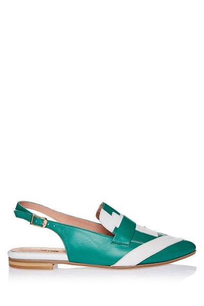 Flat Slingback Mules With Pointed Toe And Geometric Upper