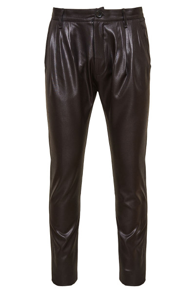 Faux Leather Pleated Tapered Pants
