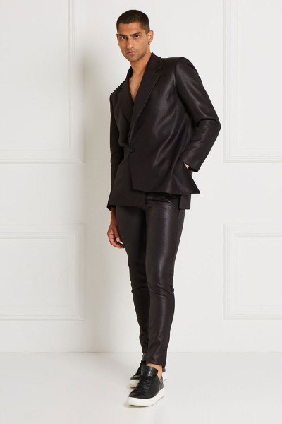 Matte Leather-Look Fitted Pants