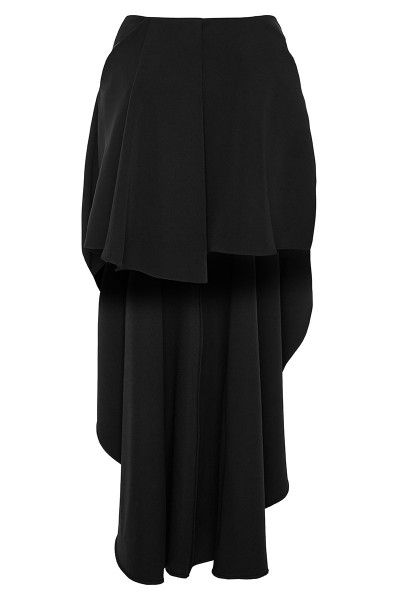 Asymmetric Hemline Skirt With Front Pleat