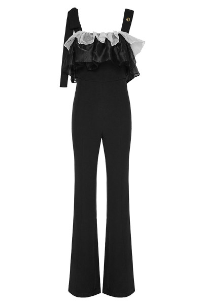 Strapless Fitted Ruffle Jumpsuit