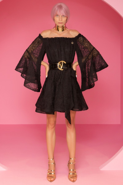 Asymmetric Off Shoulder Lace Mini Dress 