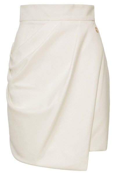  Fitted Sarong Skirt With Asymmetric Draped Overlap
