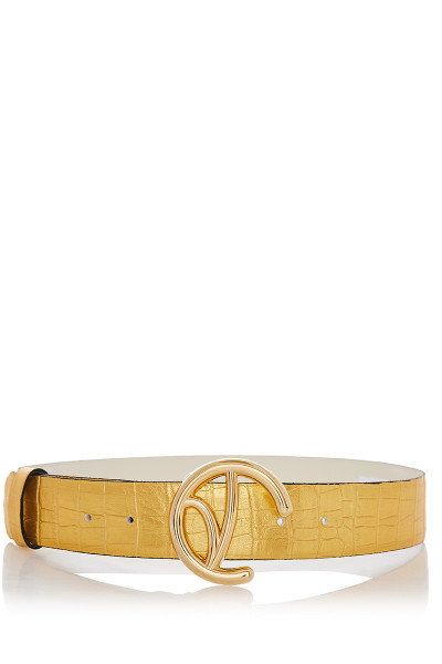 Leather Belt With Small Gold Monogram Buckle
