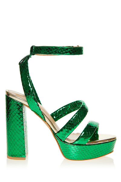 Snake Finish Neon Leather Platforms Shoes