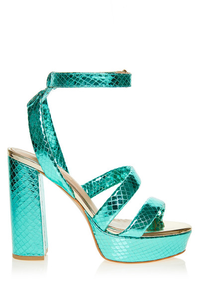 Snake Finish Neon Leather Platforms Shoes