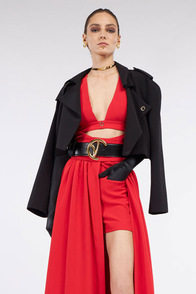 Crop Boxy-Lined Jacket With Edgy Lapels And Epaulettes