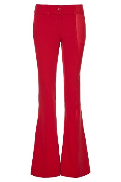 Flared Pants With Leather Chiffon Detail