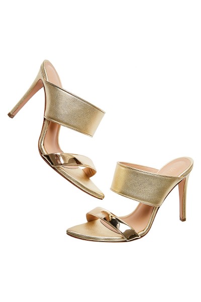 Heeled Mule Sandals With Lacquered Leather Upper