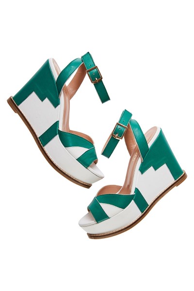 Geometric Platform Wedge Sandals With Criss-Cross Ankle Strap