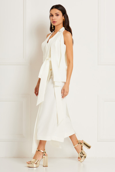 Wide-Leg Culottes With Long Paneled Split Detail