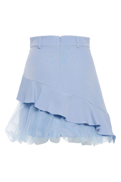 Crepe Skirt With Asymmetric Organza Balloon Hem