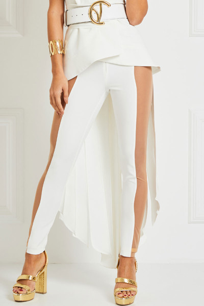 Straigh-Line Fitted Pants With Transparent Side Design
