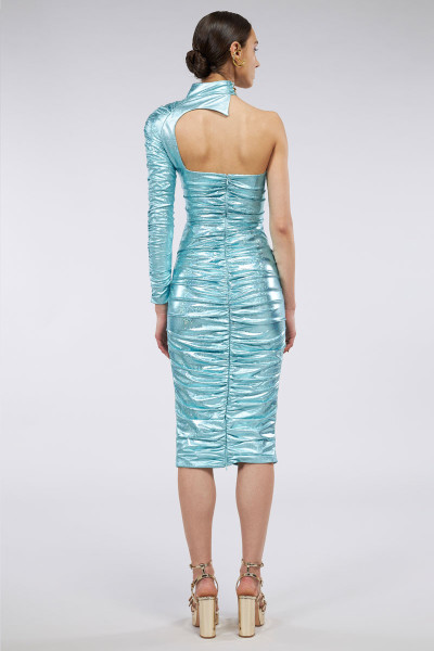 Strapless Ruched Stretch Mini Dress With Shiny-Effect