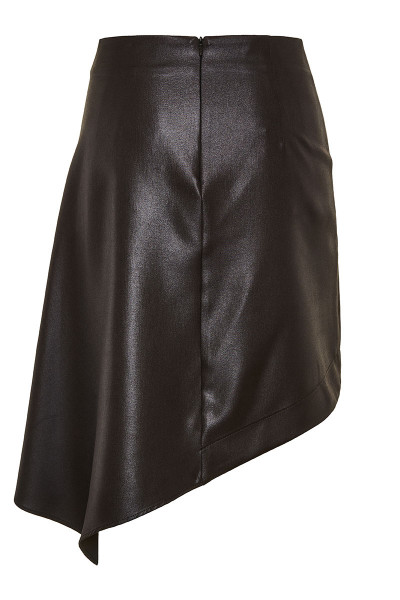 Faux Leather Fitted Asymmetric Mini Skirt 