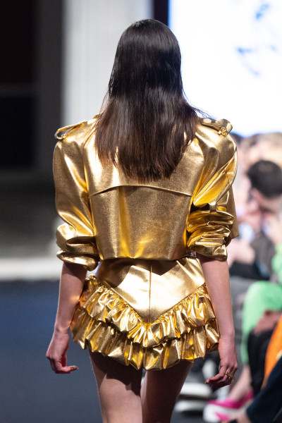 Mini All-Over Ruffled Fittes Skort In Shiny Golden Shade