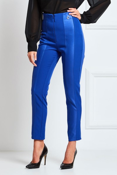 High-Rise Pants With Leather Details