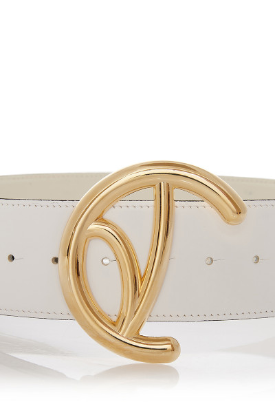 Leather Belt with Big Gold Monogram Buckle