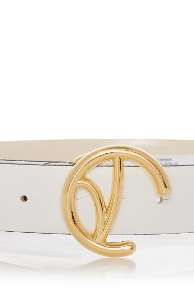 Leather Belt With Small Gold Monogram Buckle