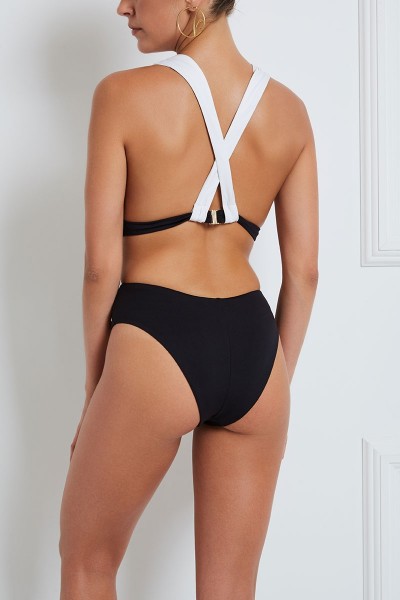One-Piece Cut-Out Swimsuit With Plunging Neckline