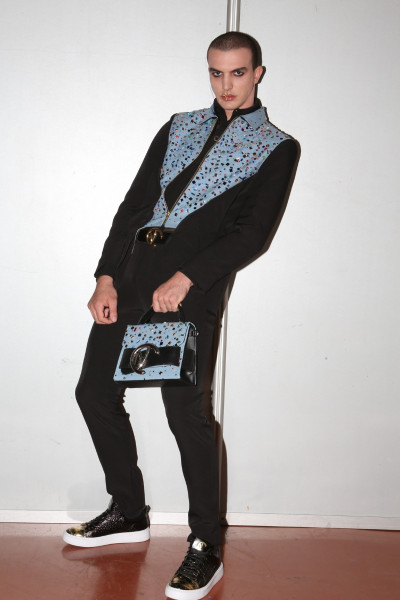 Bedazzled Denim Mix-Up Suit Jacket