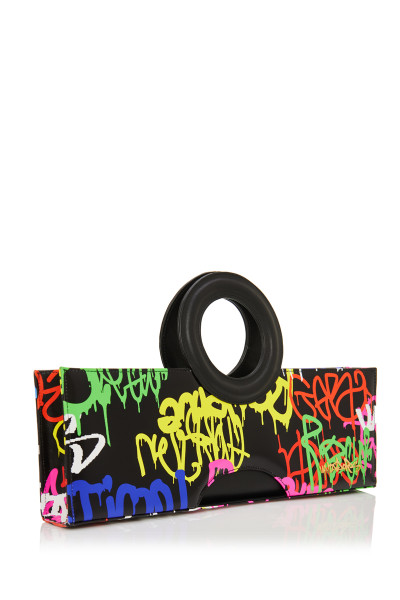 Graffiti Print Parallelogram Top Ring Handle Bag