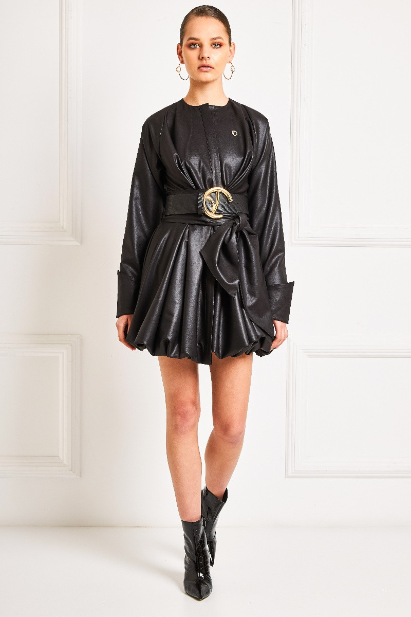 Faux Leather Semizie Trench Coat / Dress | Paris Valtadoros