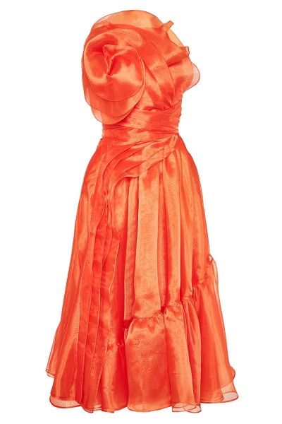 Φόρεμα Από Οργάντζα Με Τελείωμα Βολάν Και Μοτίβο Στο Ντεκολτέ