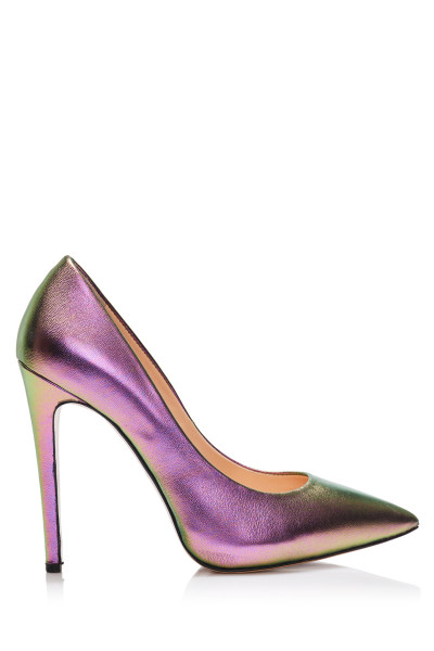 Iridescent Patent Leather Pumps With Stiletto Heels & Pointy